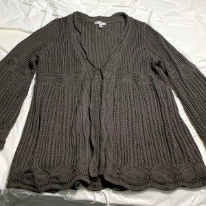 Brown Crochet Sweater w. hook & eye closure 1X